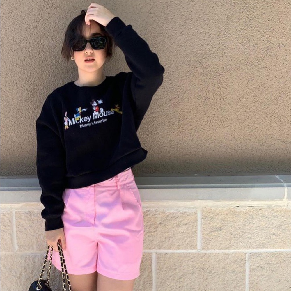 𝗡𝗪𝗧 𝗭𝗮𝗿𝗮 • Disney Mickey & Friends Cropped Sweatshirt Embroidered Black S